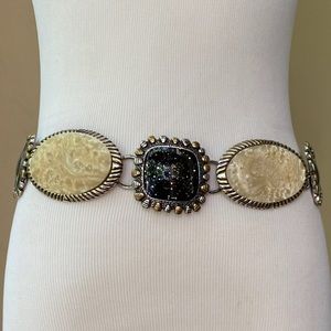 Chico’s Silver Gold Chain Belt One Size